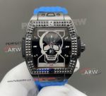 TWF Replica Hublot Spirit Of Big Bang Depeche Mode Skull Face Blue Strap Black Case Watch 